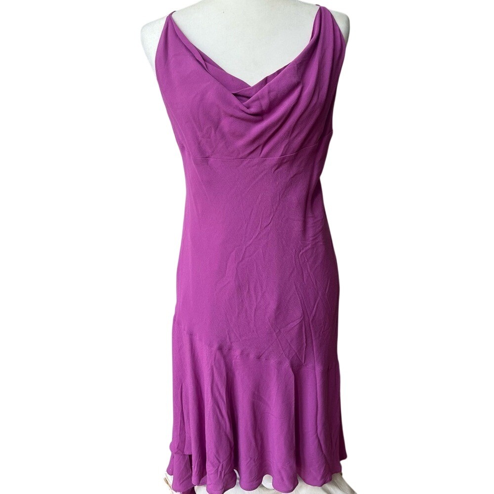 Steve Madden Tarin Asymmetric Cowl Neck Dress Women Large Orchid Sleeveless NWOT